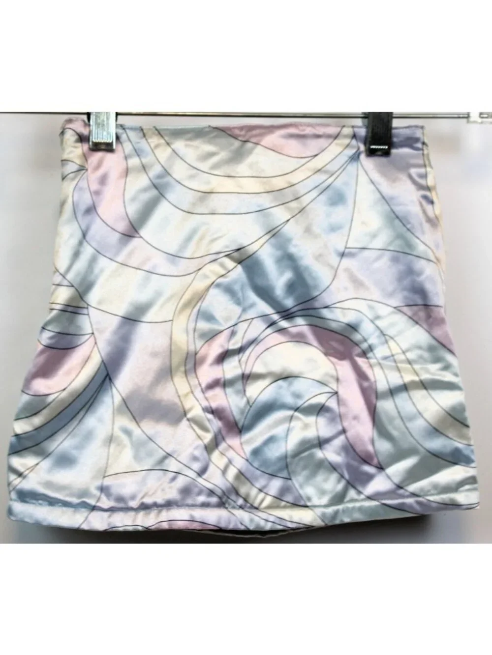 2004 Gymboree Apres Ski Satin Reversible Skirt Silver Multi Color Swirl sz 4